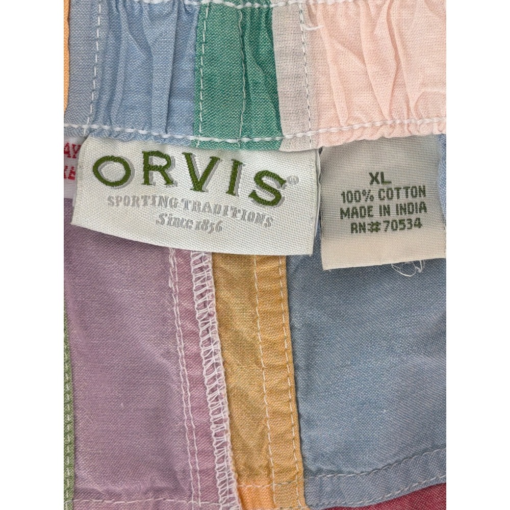 Vtg Orvis Patchwork Pull On Pants Multicolored High Rise XL Checkerboard Pattern - Picture 5 of 12